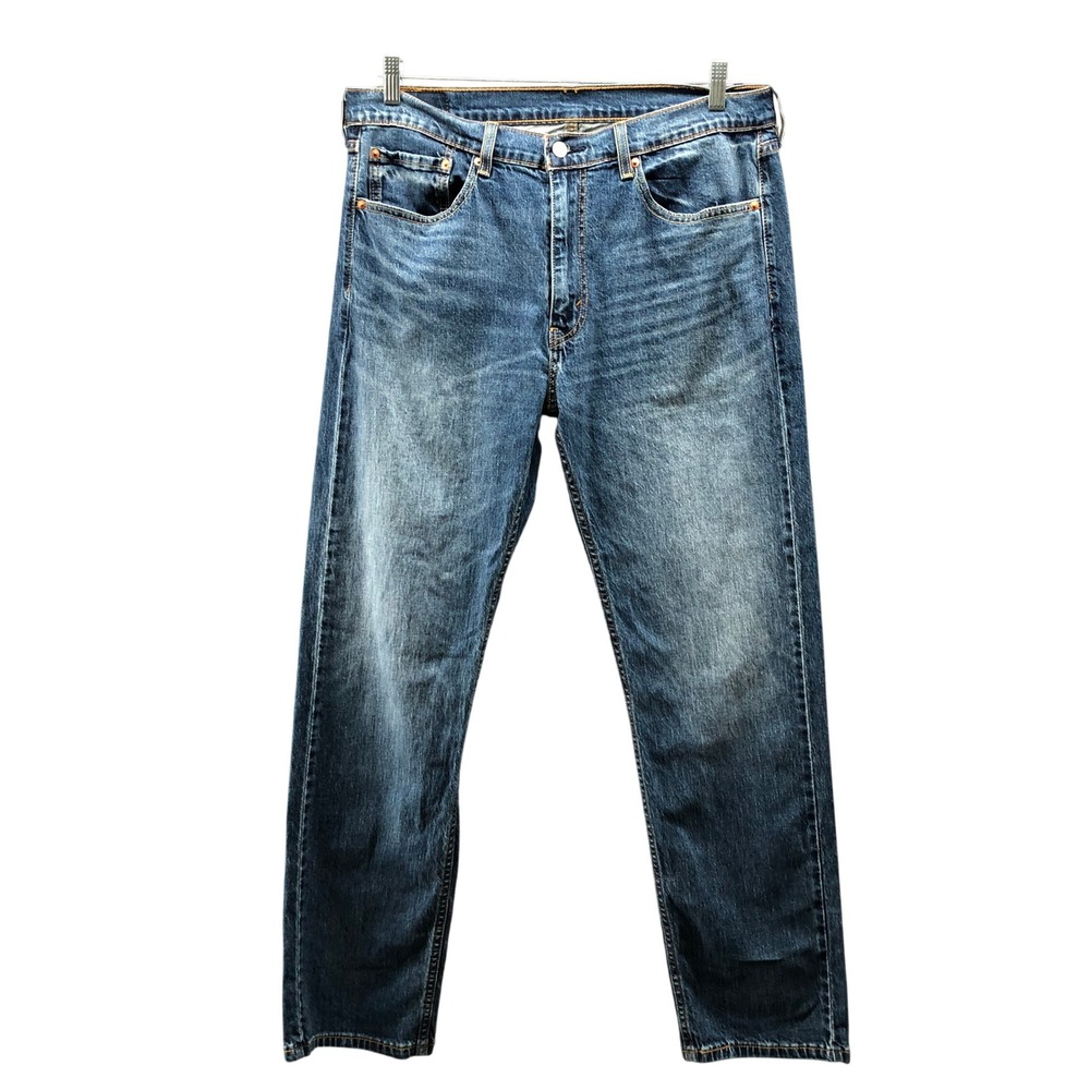 Levi's 505 Regular Fit Jeans Mens 35x32 Blue Medium Wash Stretch
